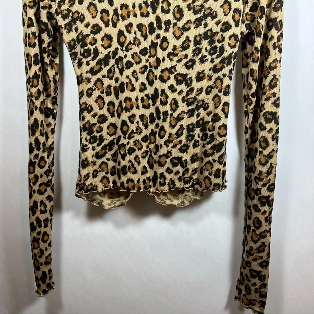 Free People Leopard Print Long Sleeve Top - Picture 6 of 9